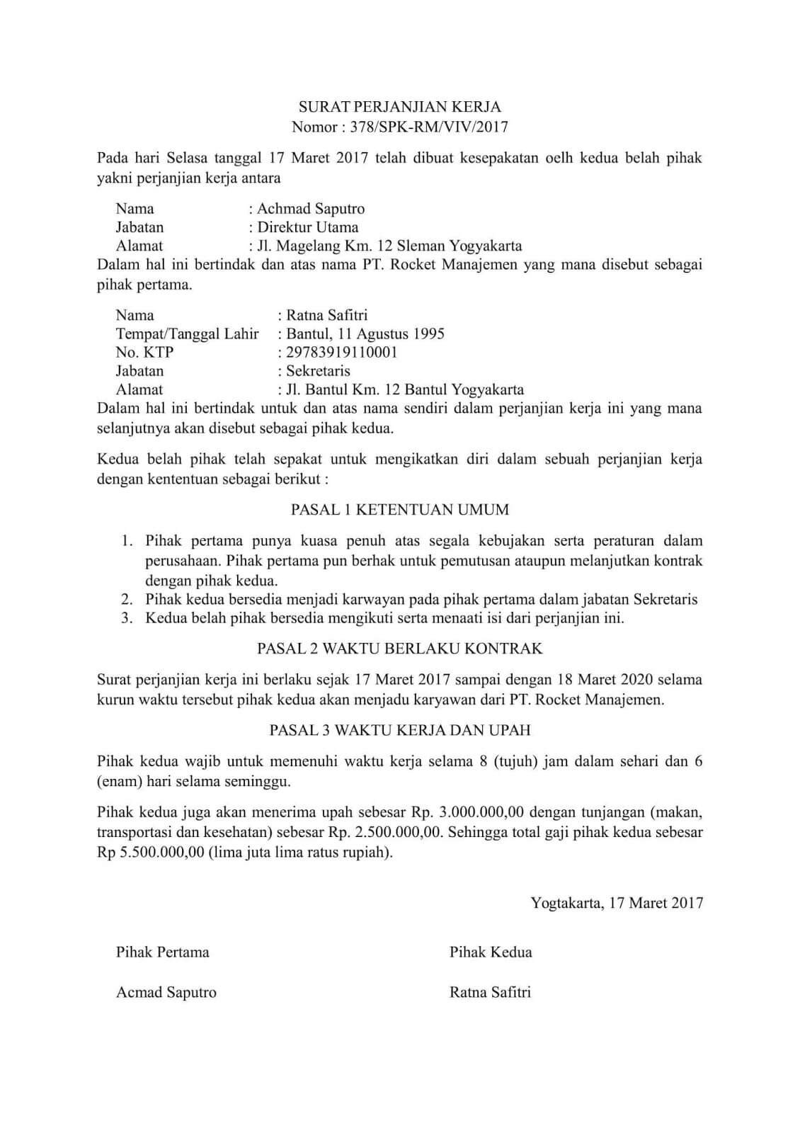 Contoh Surat Perjanjian Kerja Terbaik, Mudah dan Gratis!